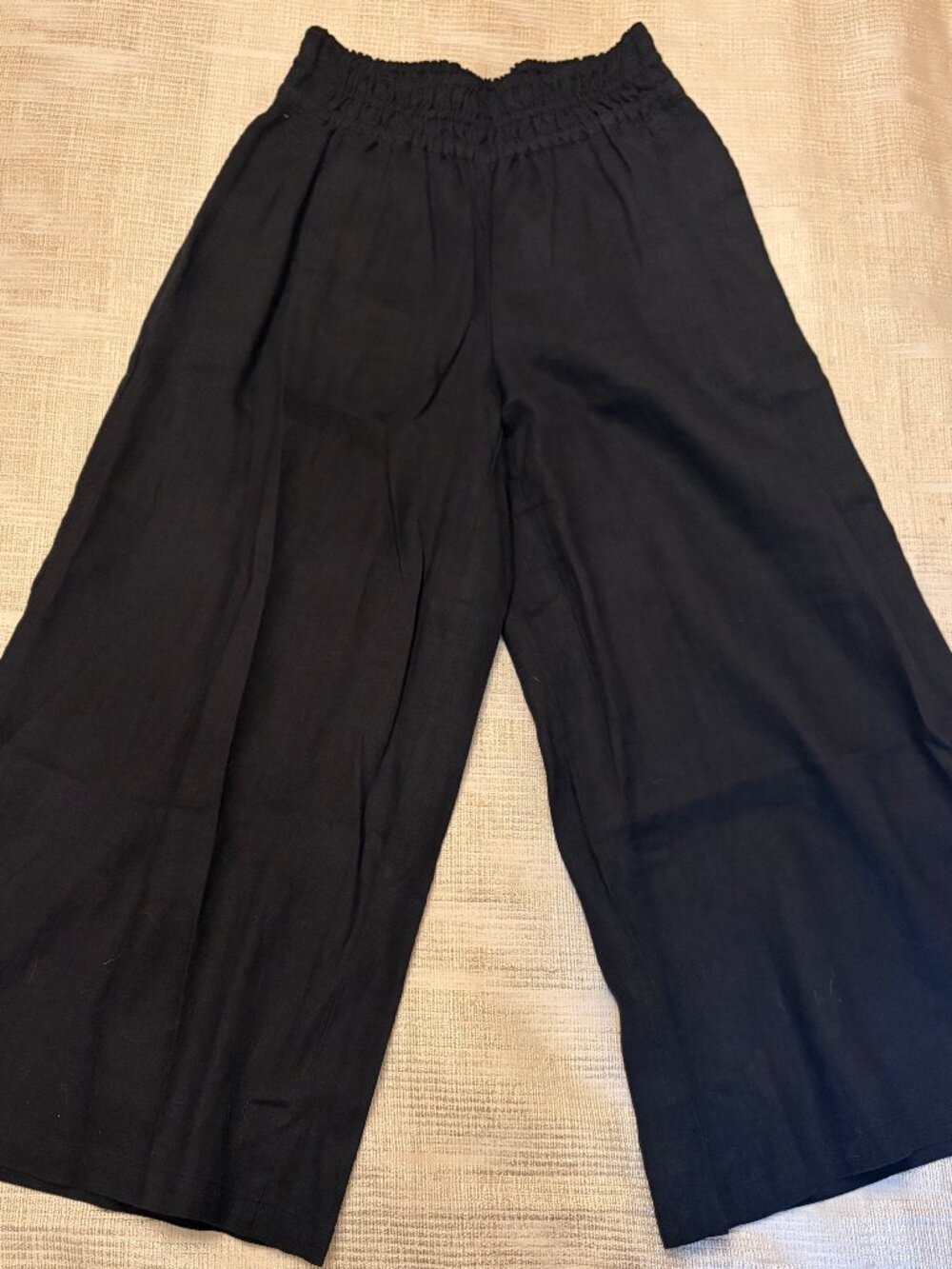 Anthropologie Linen Cropped Black Pants